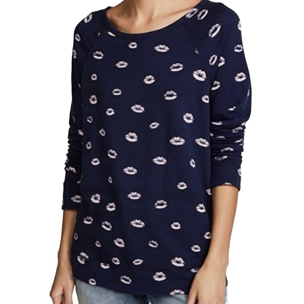 JOIE Kissing Lips Women’s Blue Navy Sweater Size Small